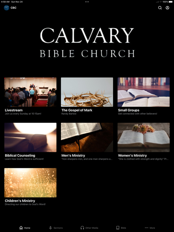 Calvary Bible Church iPad screenshot 1 - Lifestyle app