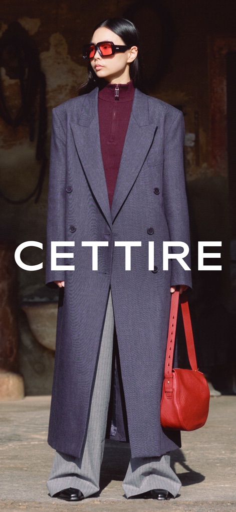 CETTIRE - La imagen de portada de la aplicación CETTIRE establece una atmósfera de moda de alta gama, mostrando un elegante abrigo largo y unas gafas de sol modernas que captan la atención del usuario.