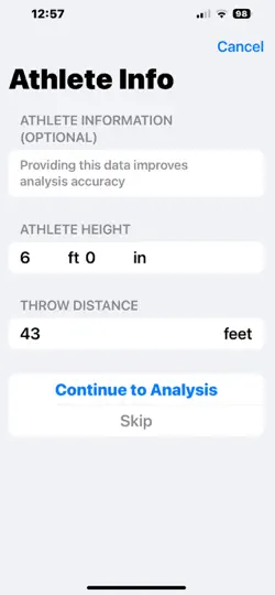 Screenshot von Shot Put Analyzer auf dem iPhone 5