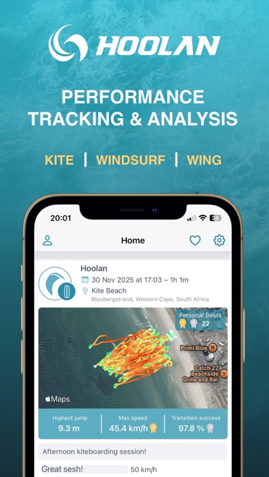 Hoolan: Kite, Wing & Windsurf iPhone screenshot 1 - Sports app
