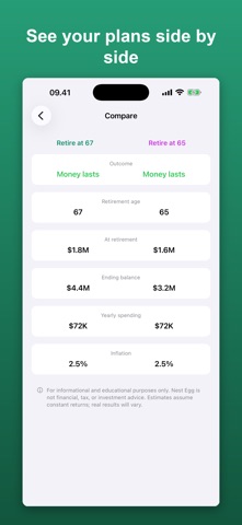 Retirement Calculator Nest Egg iPhone screenshot