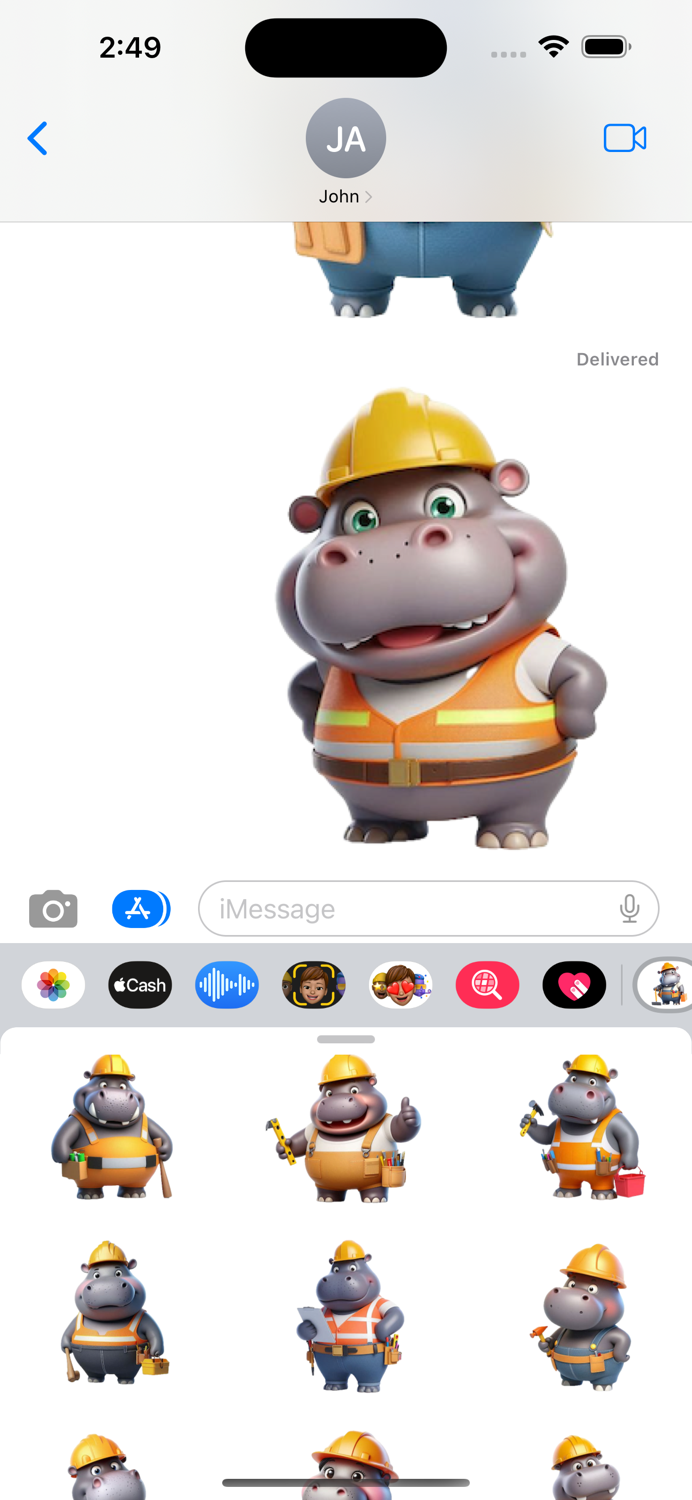 Construction Hippo Stickers