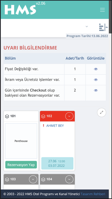 HMS Otel Programı Screenshot