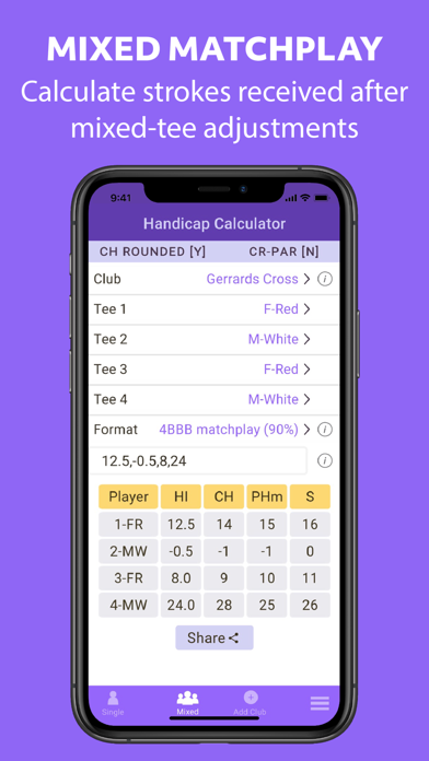 WHS Handicap Calculator Screenshot