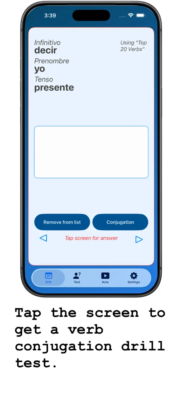 Screenshot #2 pour Spanish Verb Drill Practice