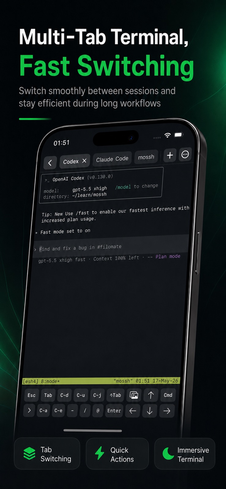 Mossh: Codex SSH Terminal iphone screenshot 2