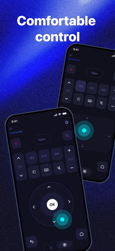 The Remote Control for TV: хТV - Enjoy comfortable and responsive control through the app's integrated navigation pad and essential command buttons, designed for daily convenience.