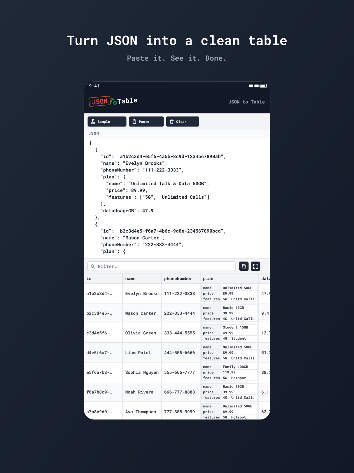 Json To Table ipad screenshot 3