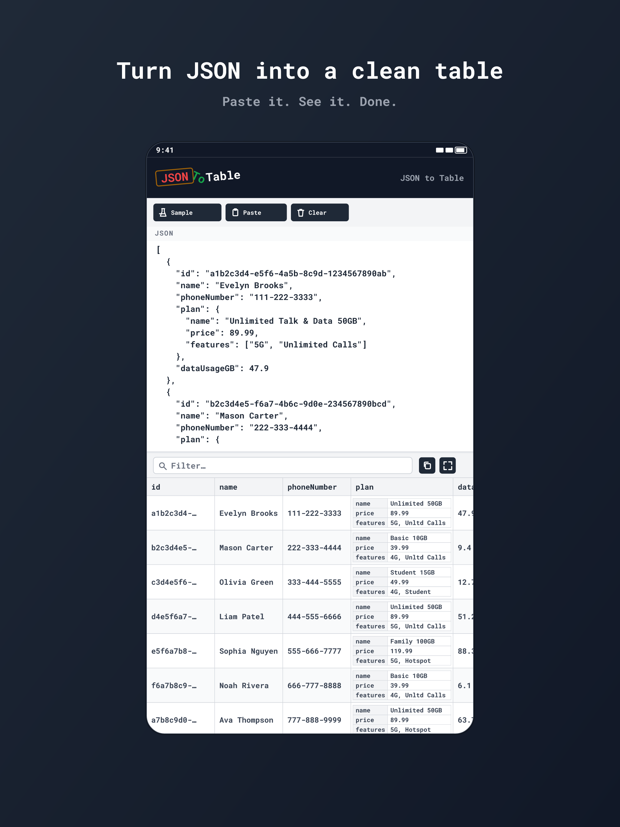 Json To Table screenshot 6