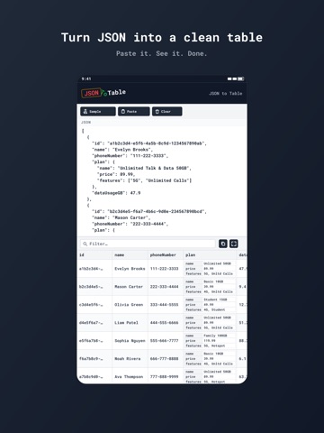 Json To Table ipad screenshot 4