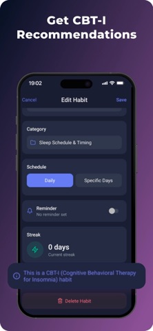 Sleep Habits Tracker & CBT-I screenshot