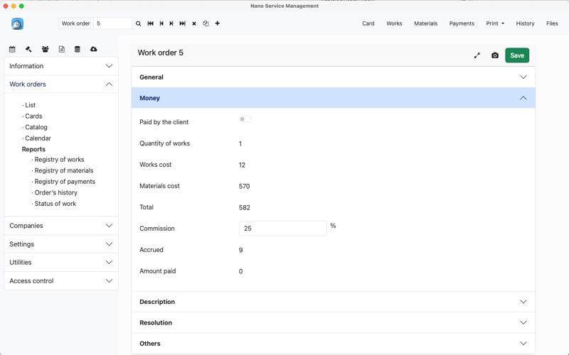 Nano Service Management screenshot