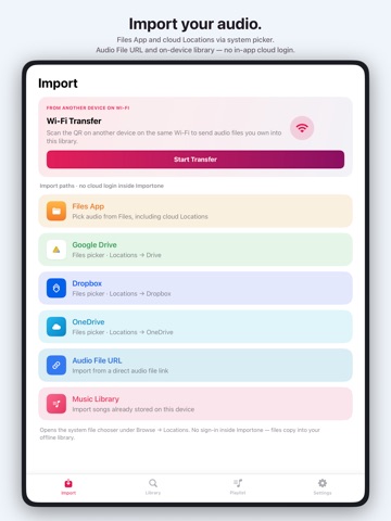 Importone Offline Music Import iPad screenshot 3