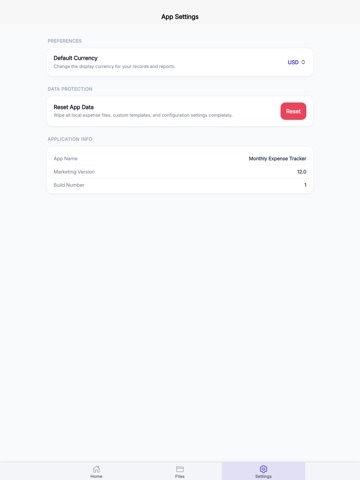 Monthly Expense Tracker iPad screenshot