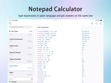 Notepad Calculator iPad screenshot
