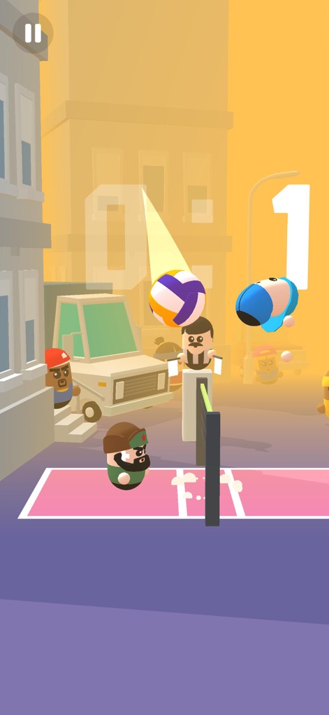 Volleyball Game - Volley Beans - Observe the thrilling moment of scoring, highlighted by the prominent score indicator and the volleyball with its dynamic light effect.