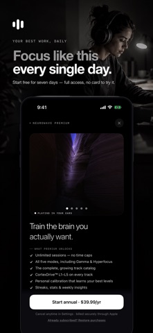 Neurowave: Focus Music & Sleep iPhone screenshot