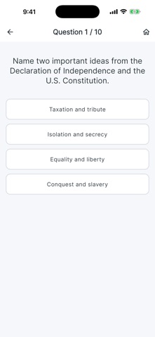 US Citizenship Test 2025/26 iPhone screenshot
