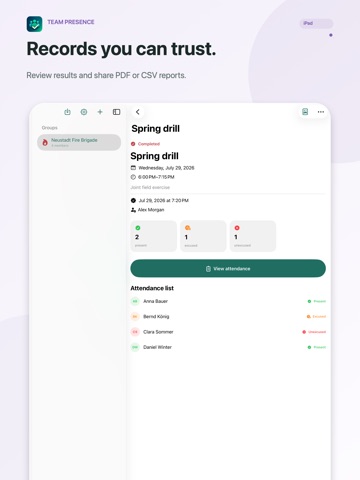 Team Presence iPad screenshot