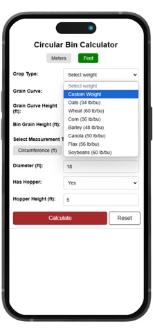 Round Bin Grain Calculator Screenshot 2 of 3