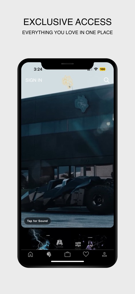 DarcSport - La pantalla de inicio promete a los usuarios un "EXCLUSIVE ACCESS" a través de una interfaz de "SIGN IN" intuitiva, que da la bienvenida a la experiencia de la aplicación.