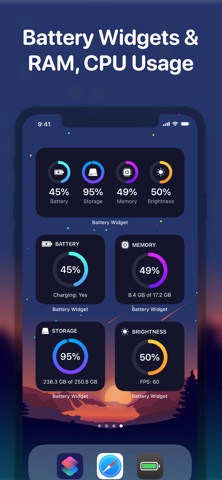 Battery Widget: CPU x Monitor iPhone screenshot