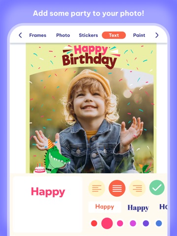 Make happy birthday greeting iPad screenshot