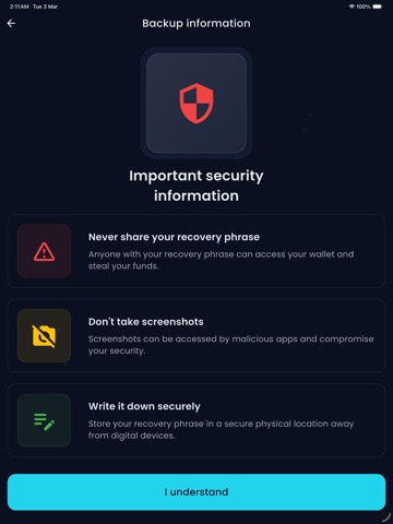 Pteri Wallet iPad screenshot