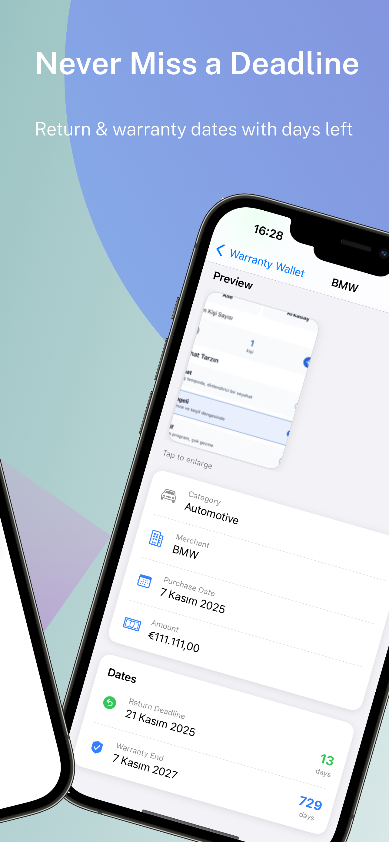 Warranty Wallet: Receipts