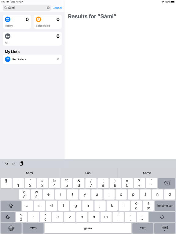 Divvun Dev Keyboards app screenshot