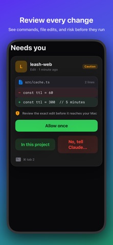 Leash: AI Agent Remote iPhone screenshot
