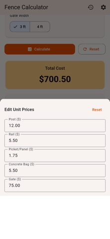 Fence Calc Build iPhone screenshot