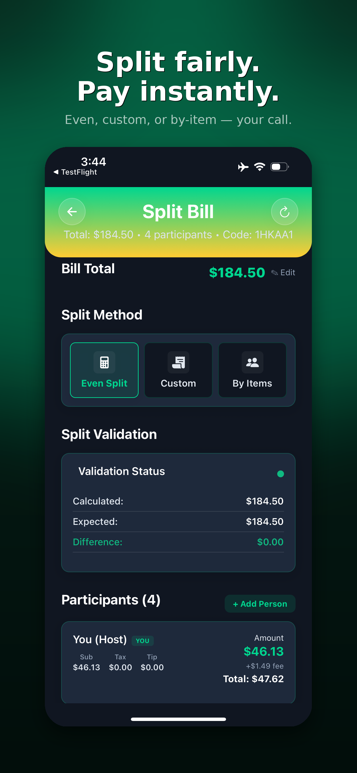 OneCheckPlease: Split Bills