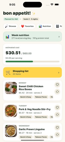 Carby: Budget Meal Planner iPhone screenshot