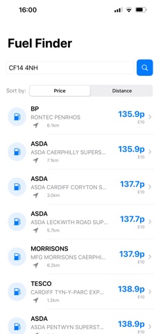 UKFuelFinder iPhone screenshot