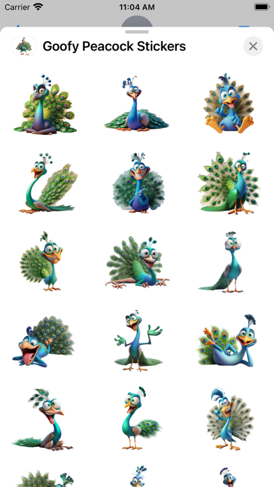 Screenshot 1 of Goofy Peacock Stickers App