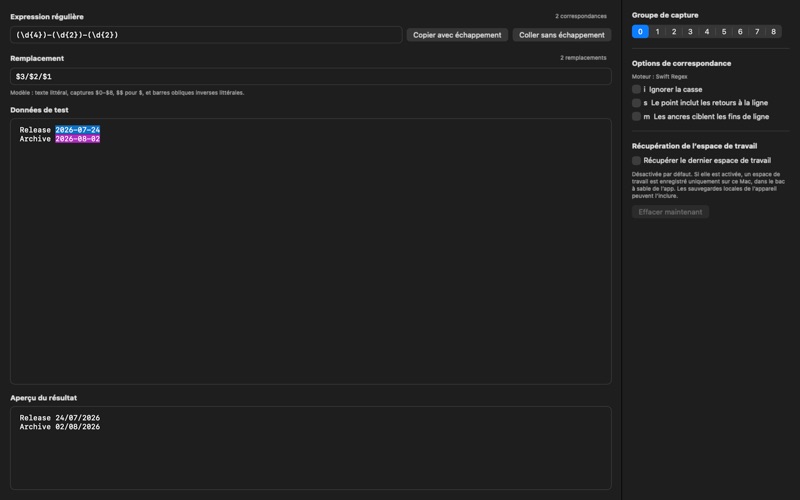 Screenshot #2 pour Testeur/éditeur Regex