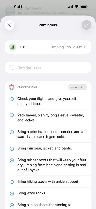 Reminders : capture d’écran 6 sur 7