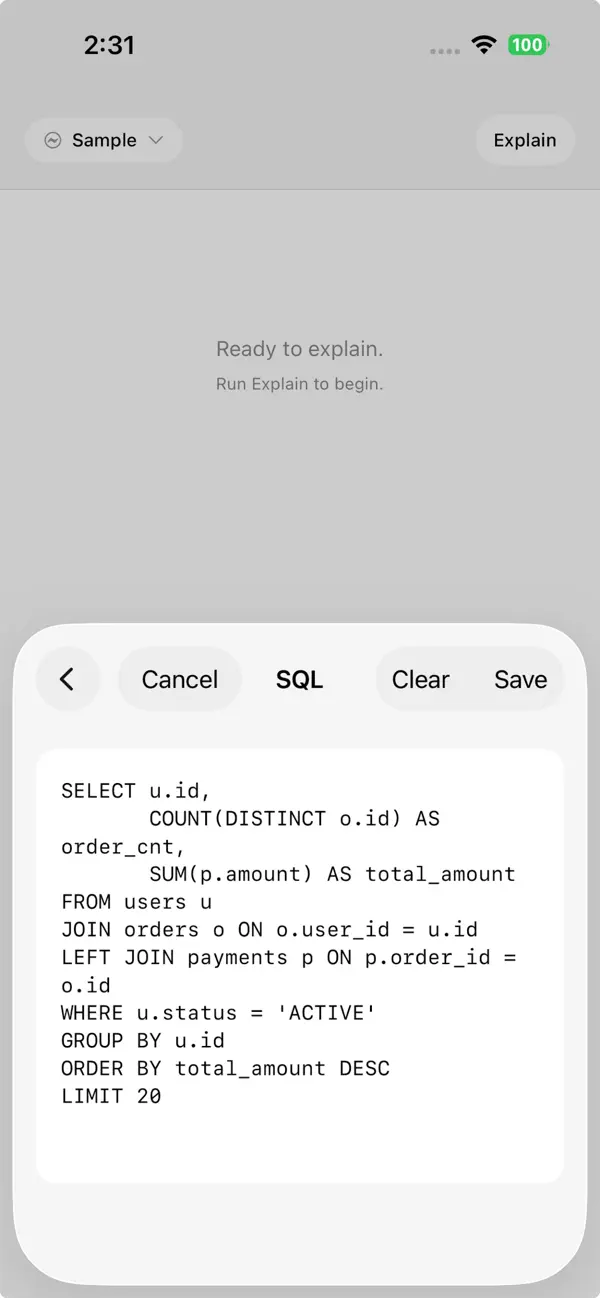 #4. Hey Why: SQL Explain Viewer (iOS) Ved: JONGMIN CHOI