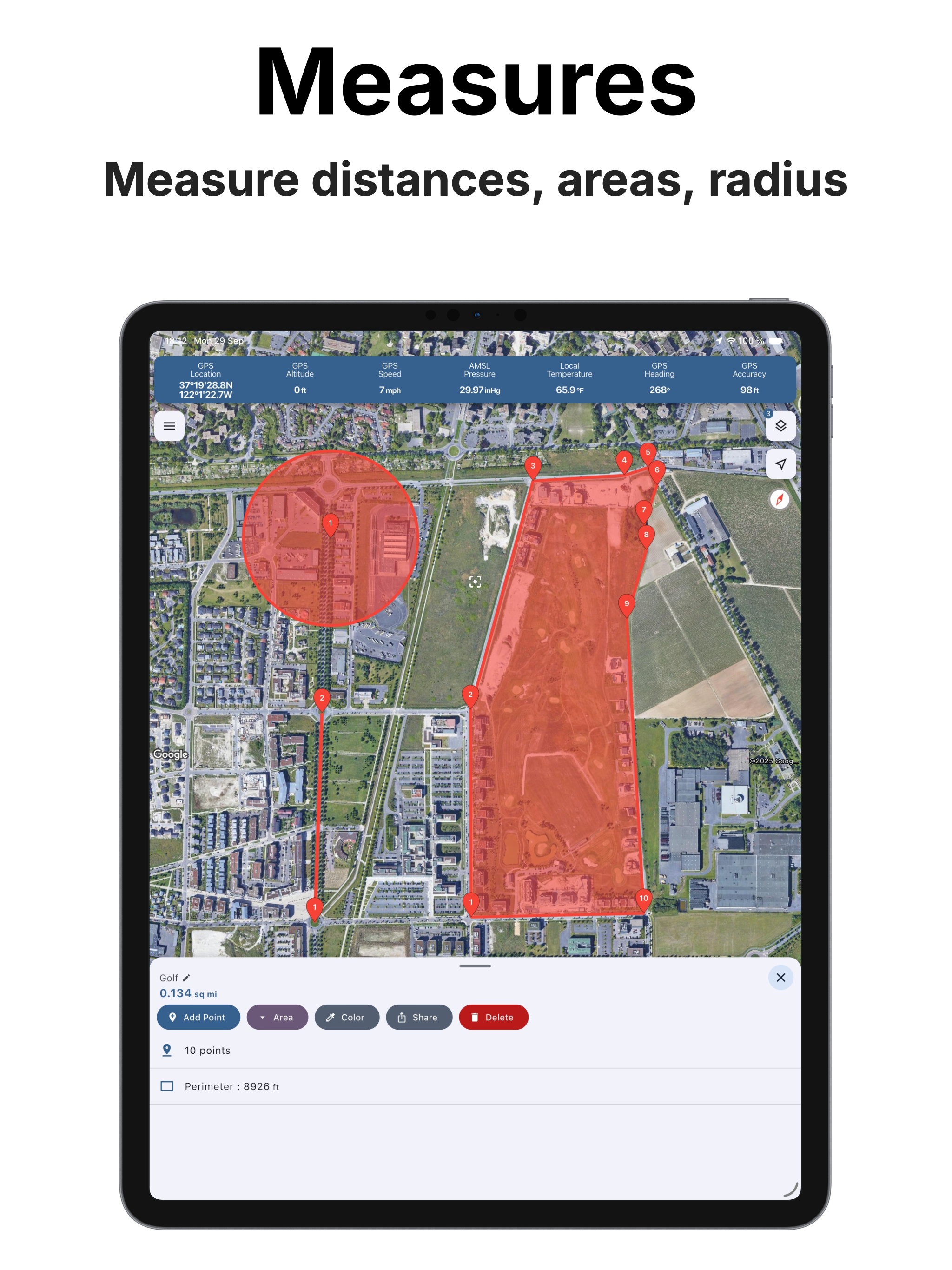 MapTools - Parcours, Mesures