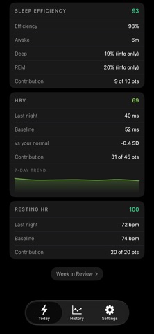 Current: Recovery Score iPhone screenshot