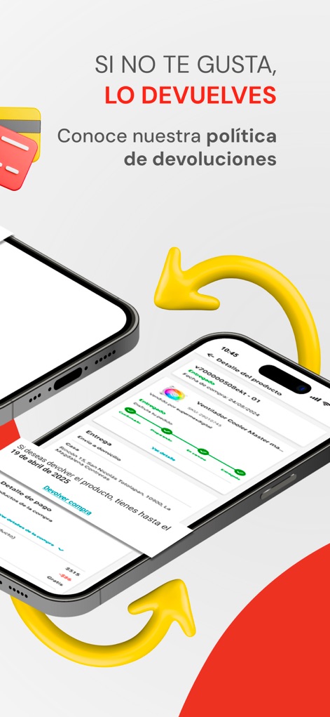 Elektra: compras en línea - Esta herramienta resalta su política de devolución visible en el detalle del producto, mostrando claramente la fecha límite para devolverlo y el proceso simplificado.