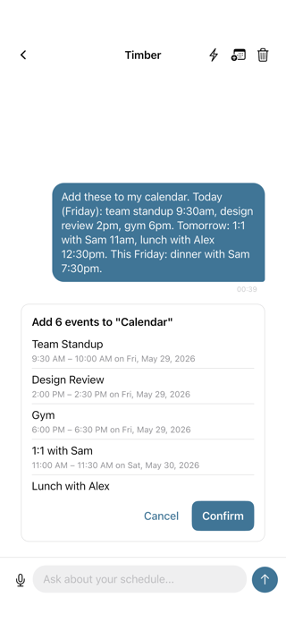 Timber — AI Calendar Screenshot 2 of 4