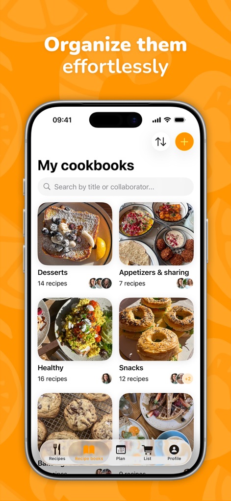 CookNest・Save Your Recipes - Discover how the app categorizes recipes into visually appealing cookbooks like 'Desserts' and 'Healthy', and supports shared culinary projects with collaborative folders.