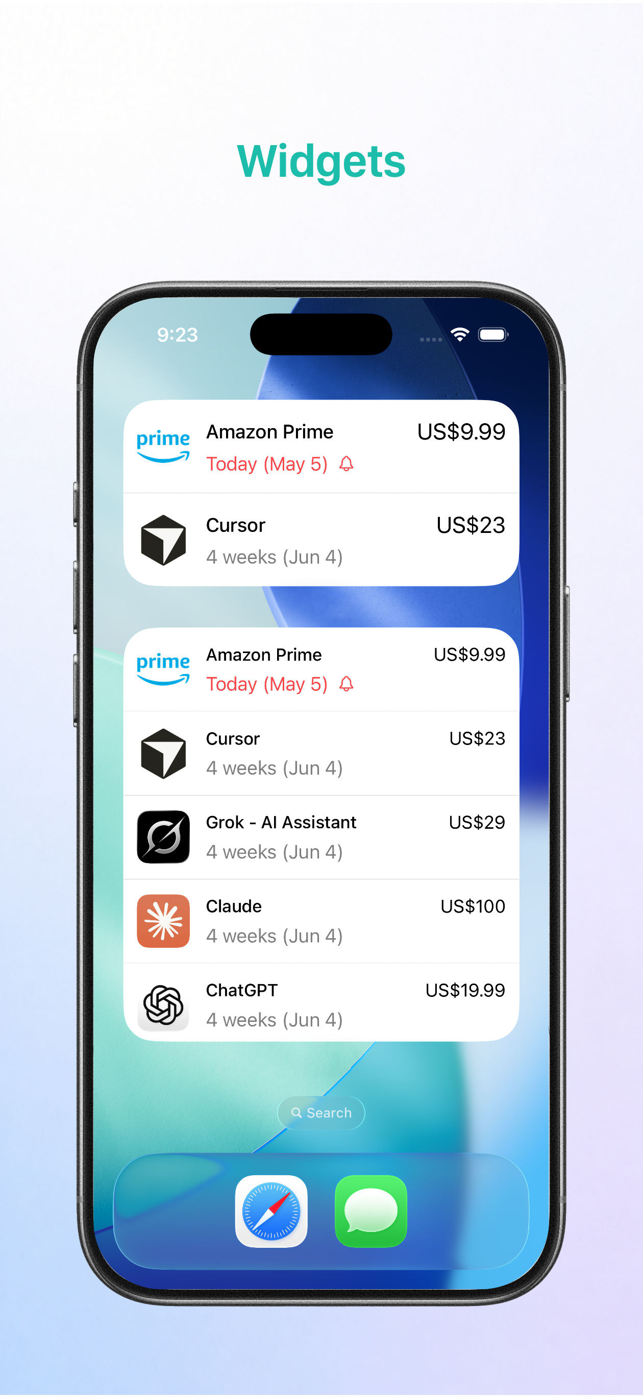 Subscriptions - Track Expenses