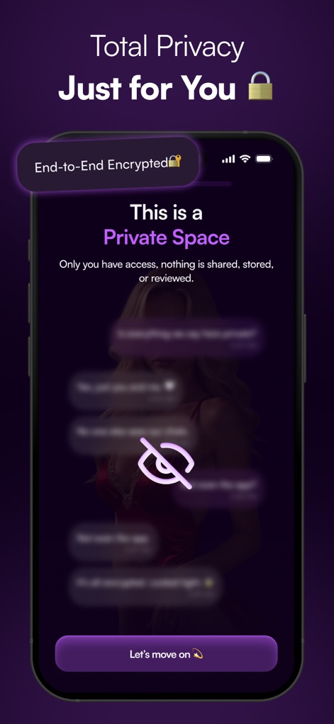 MyChar: Chat with AI Friends - MyChar ensures 'Total Privacy' for users with 'End-to-End Encrypted' conversations, guaranteeing a secure and confidential personal space.