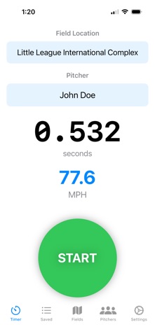 Baseball Speed app screenshot