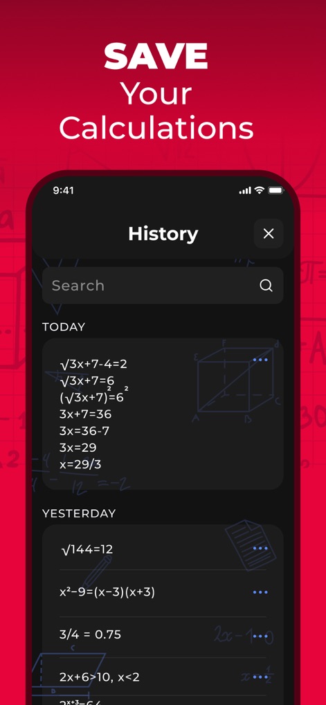 Photo Math: AI Homework Helper - Los usuarios pueden guardar un historial de cálculos anteriores, lo que facilita revisar y buscar soluciones pasadas con una función de búsqueda integrada y una clara organización por fechas.