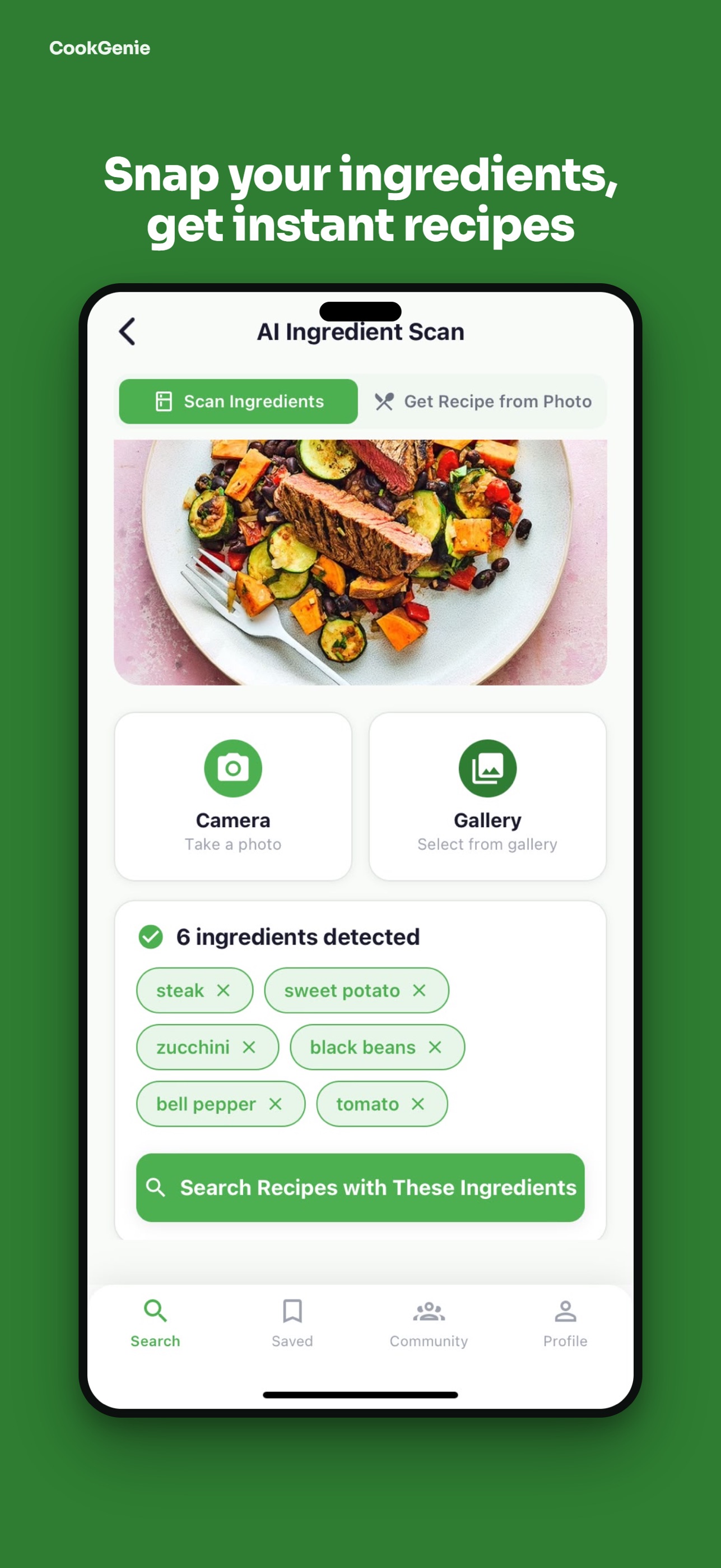 Screenshot 1 of CookGenie: AI Recipe Finder