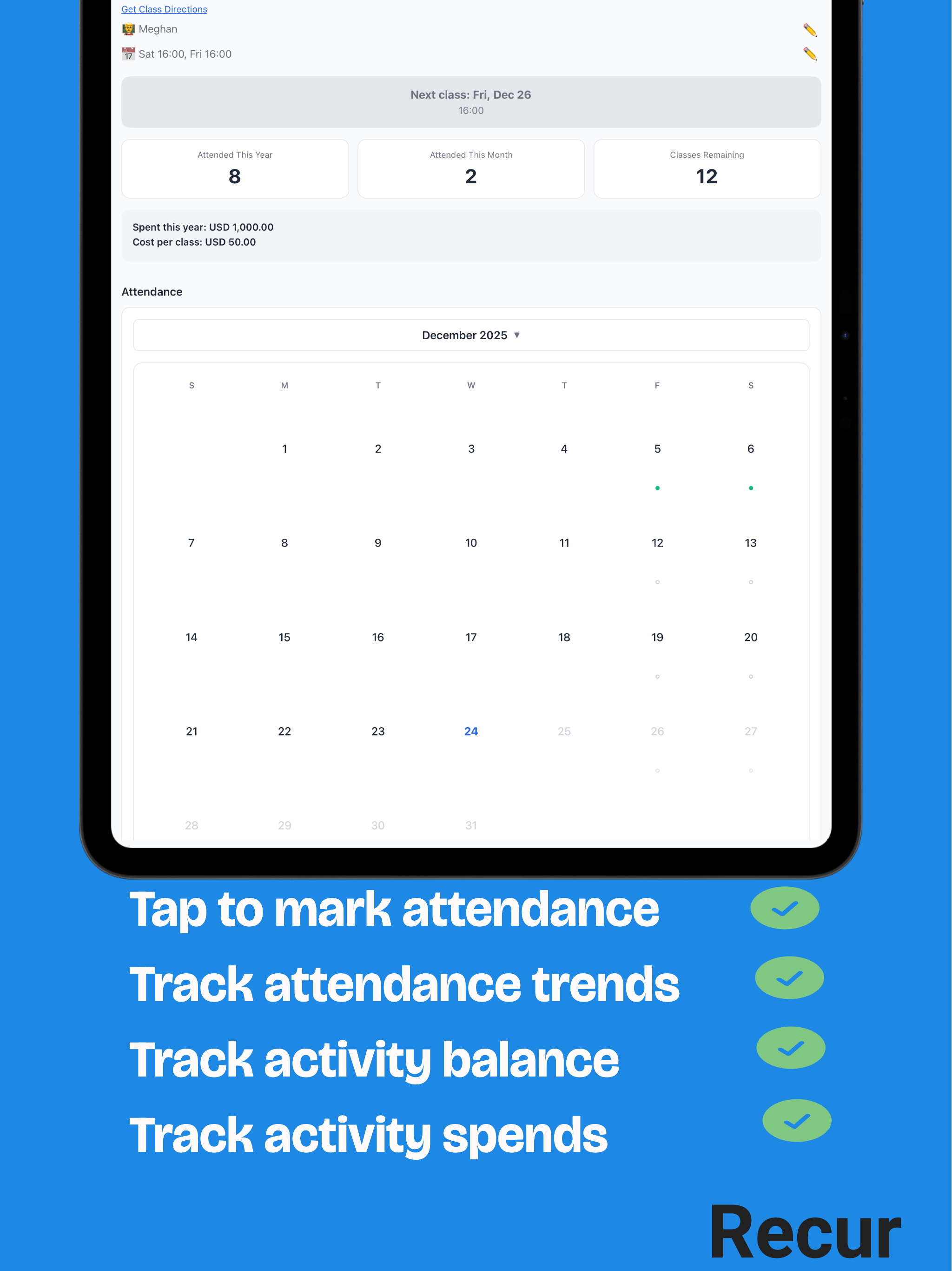 Recur: Kids Classes, Handled screenshot 8